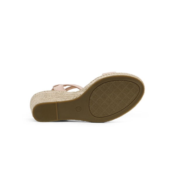 Open Toe Espadrille Platform Wedge Sandals - NUDE SUEDE - 4